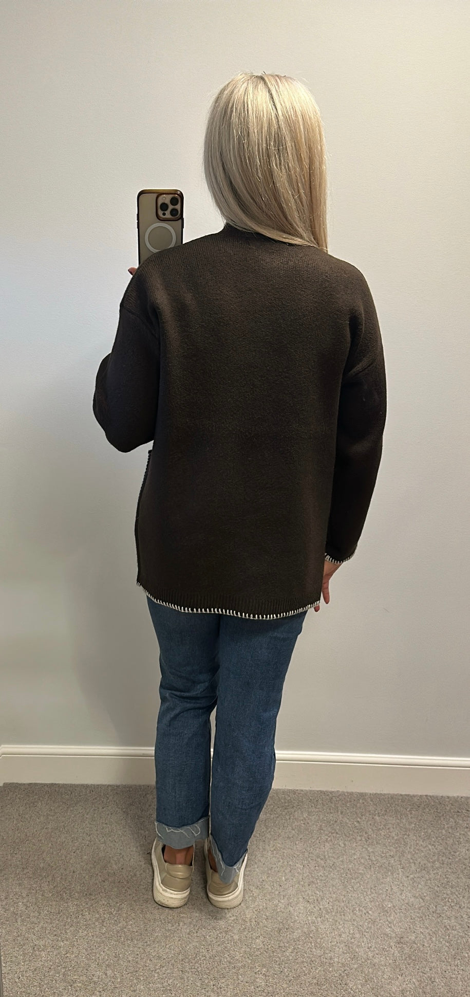 Brown knit cosy cardigan would fit upto size 16