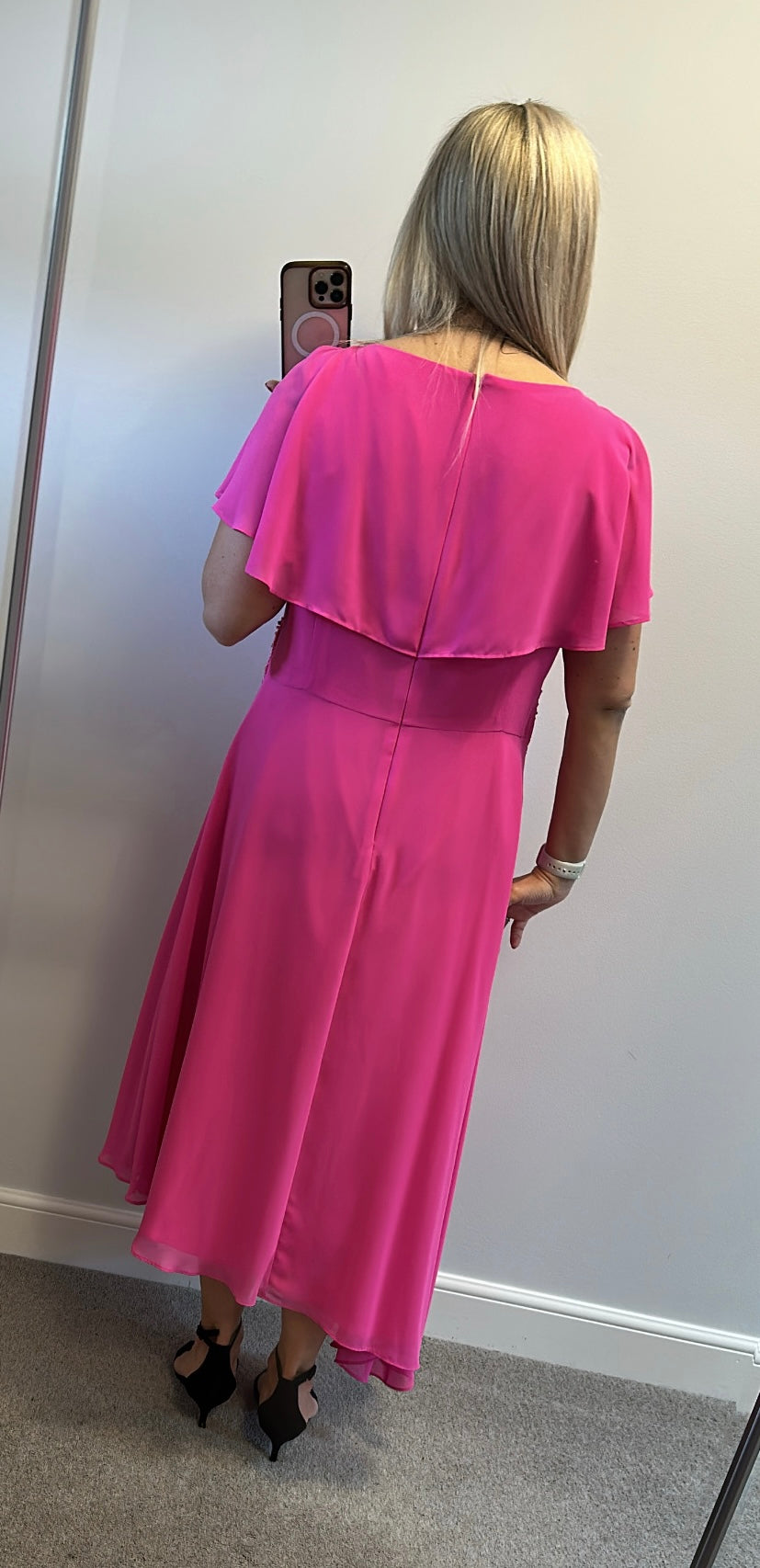 Lizabella hot pink embellished floaty dress size 18 worn once for few hours