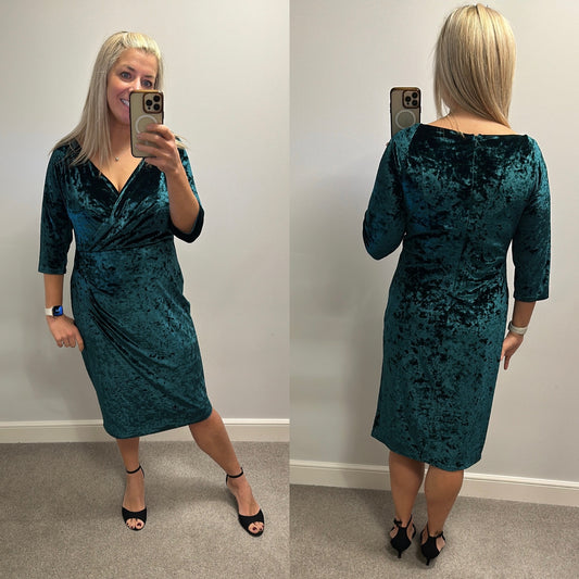 Kaleidoscope green velvet dress size 16