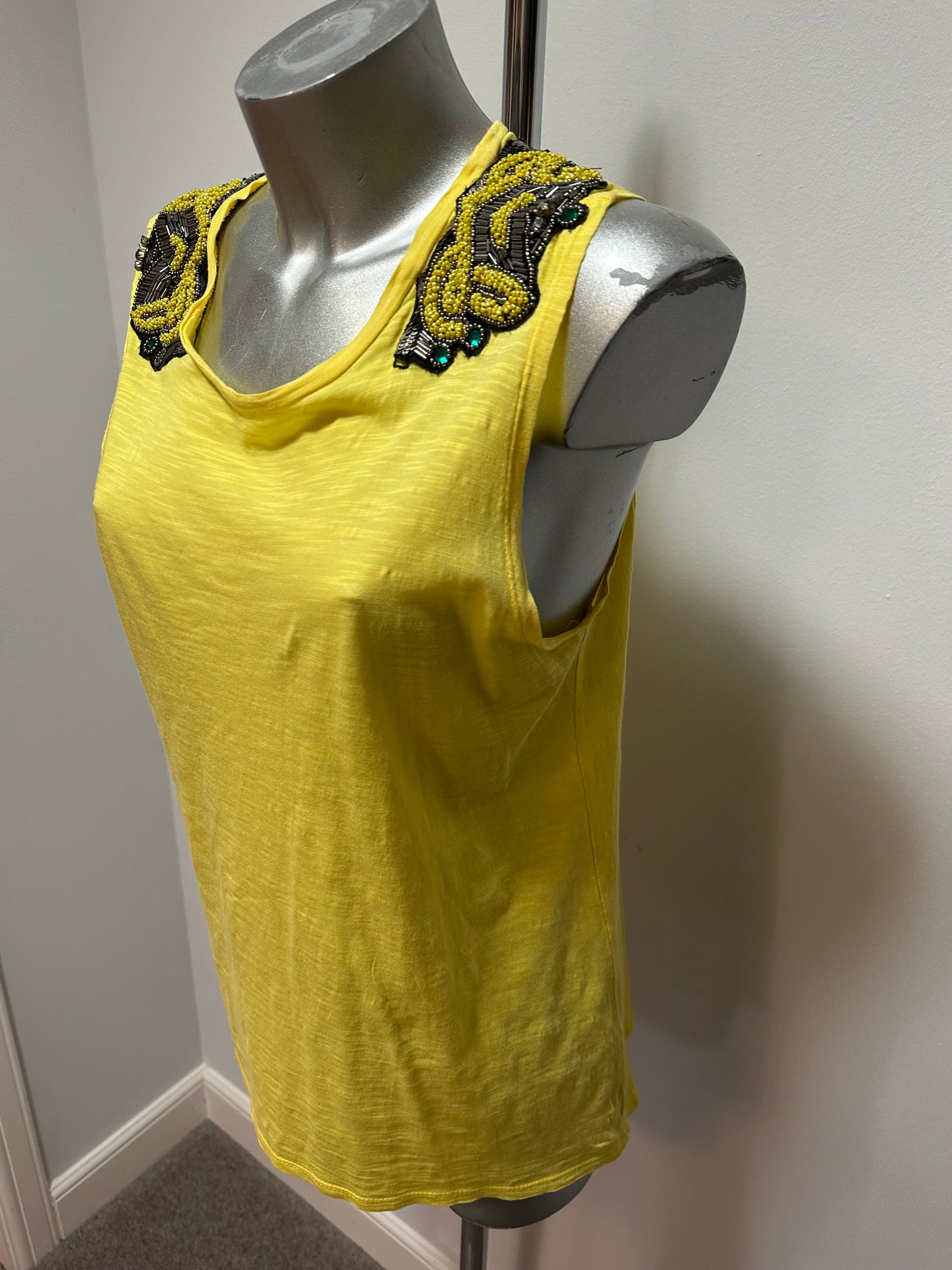 River island yellow embellished vest top size 10