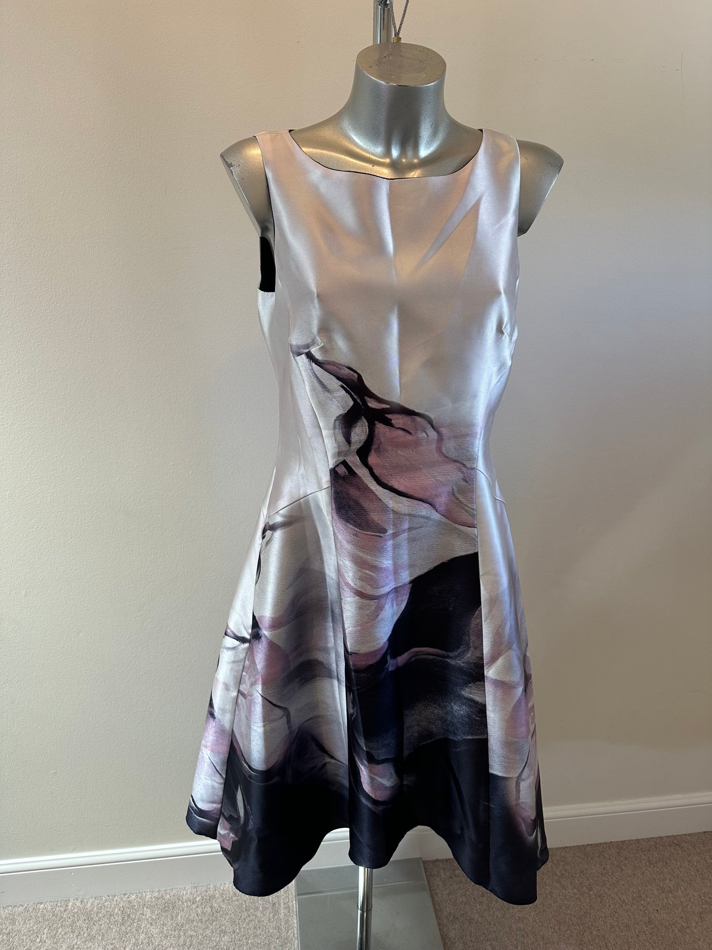 Roman silver grey floral dress size 12