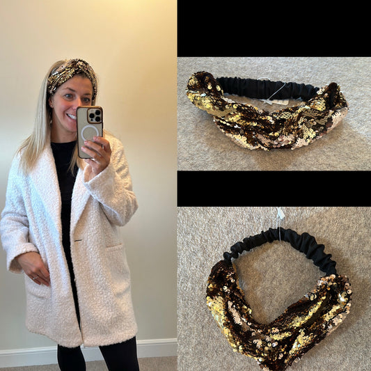 Gold sequin headband brand new