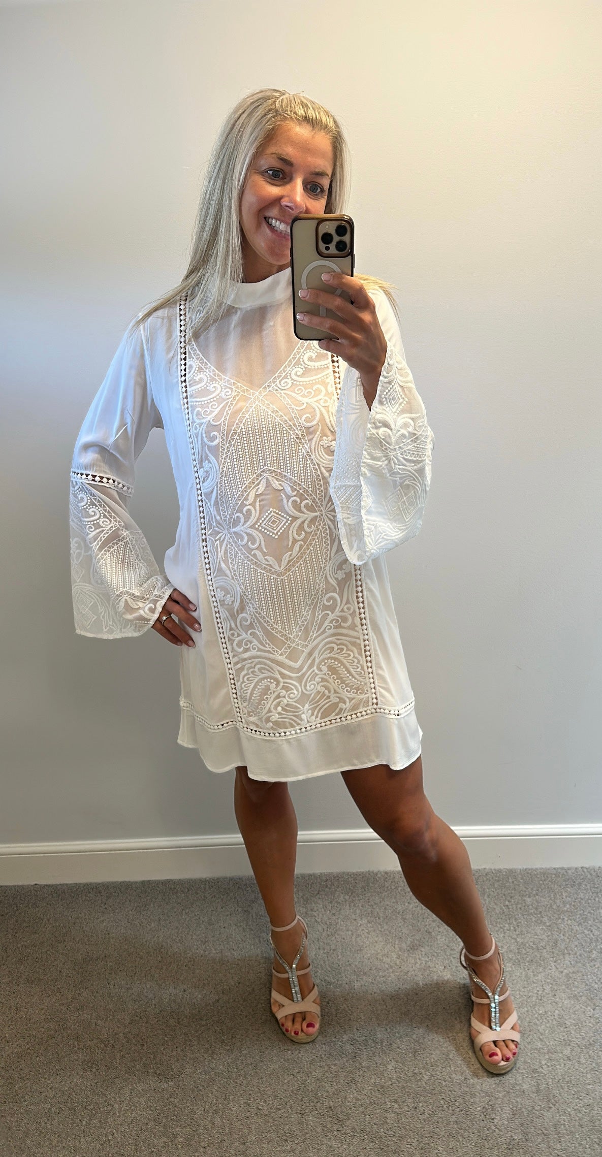 Peace + Chaos white embroidered dress size M/L would fit upto size 14