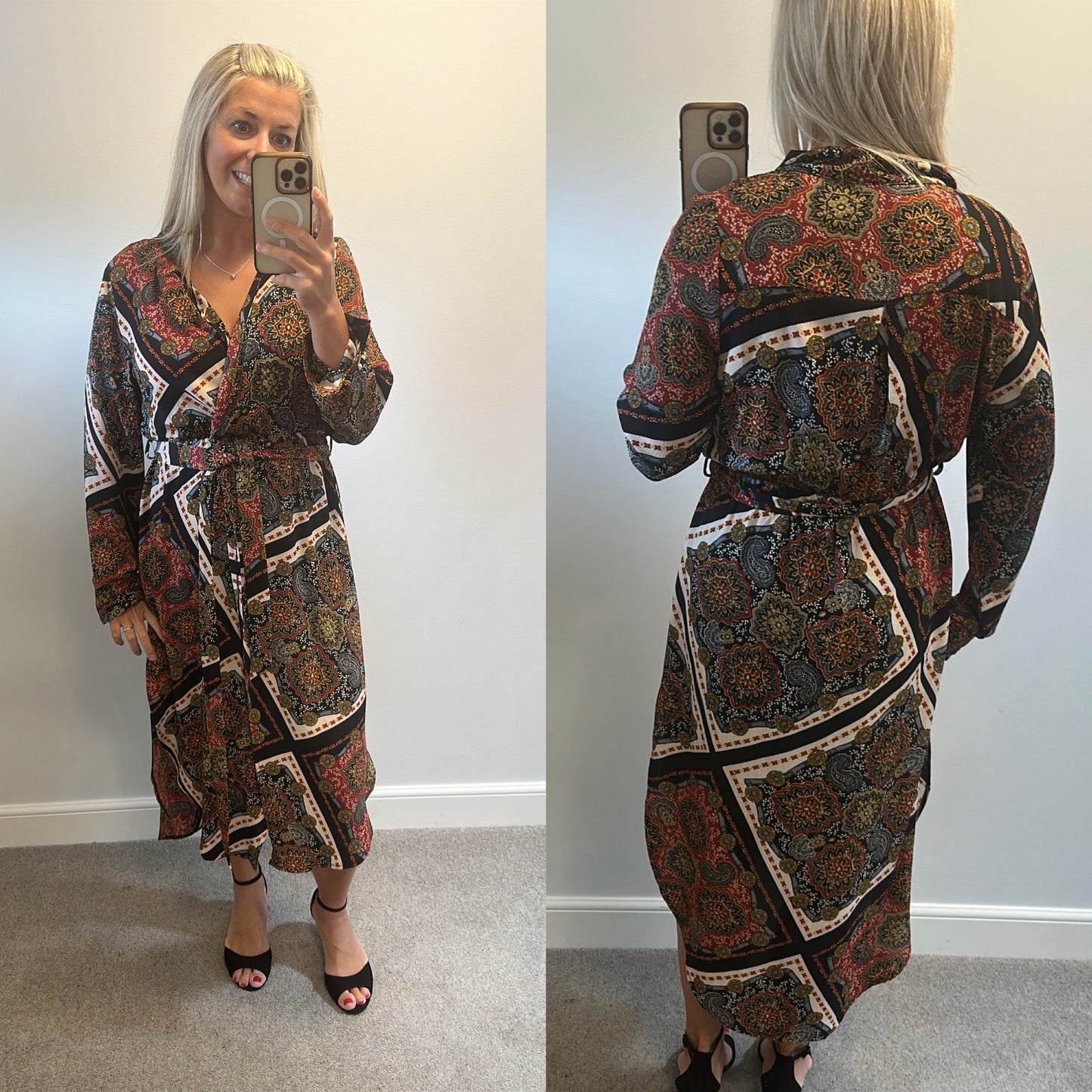 Stella Morgan black print dress size 12 brand new with tags