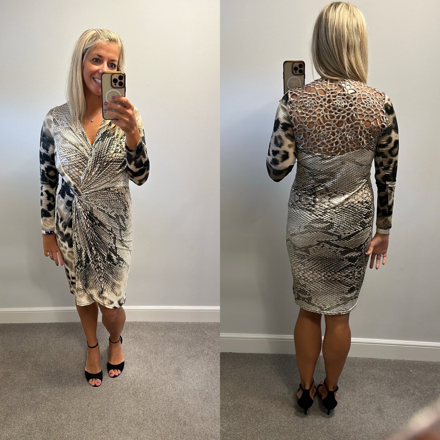 Animal print dress would fit upto size 16
