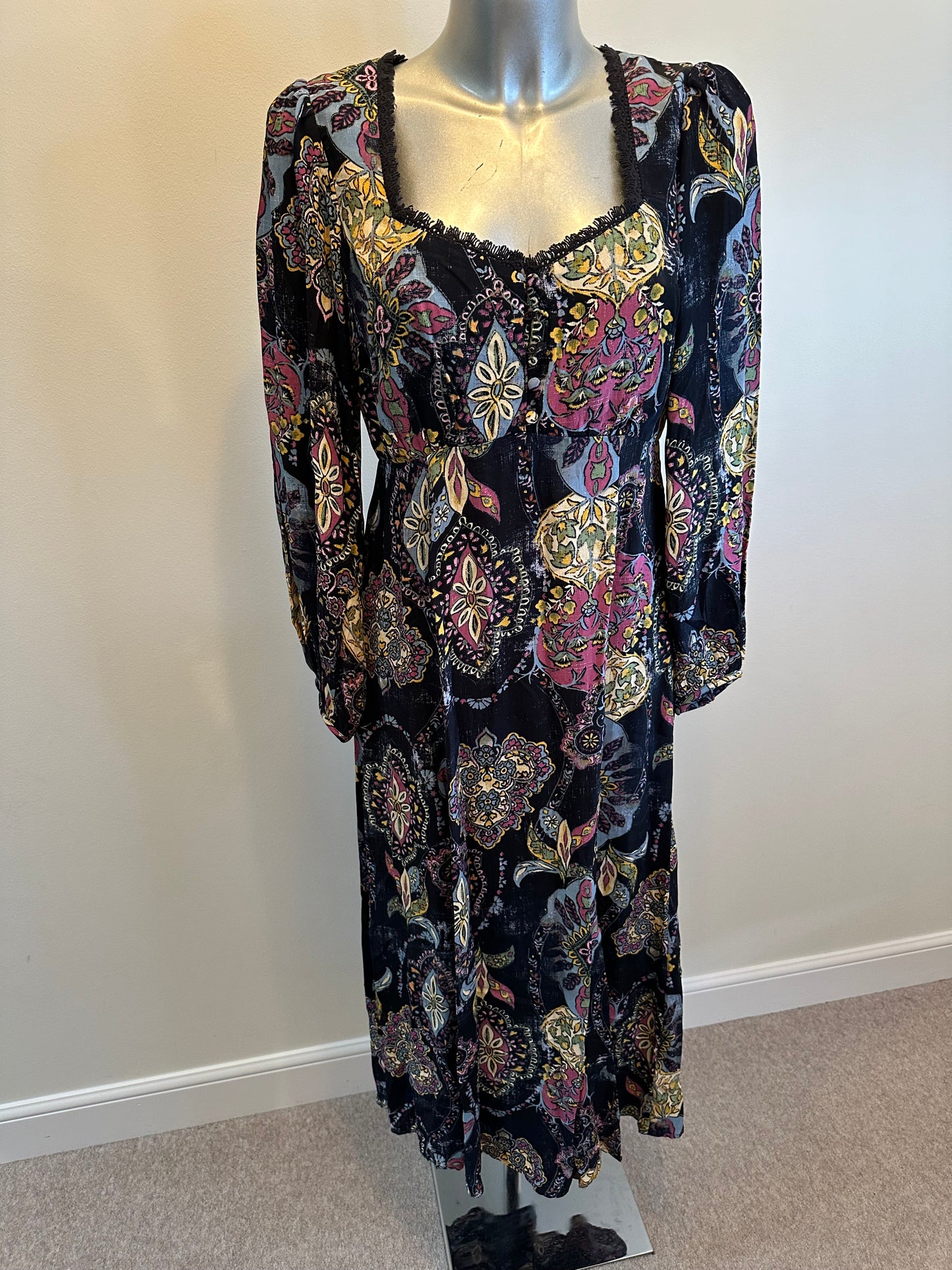 Monsoon paisley pattern navy dress size 12