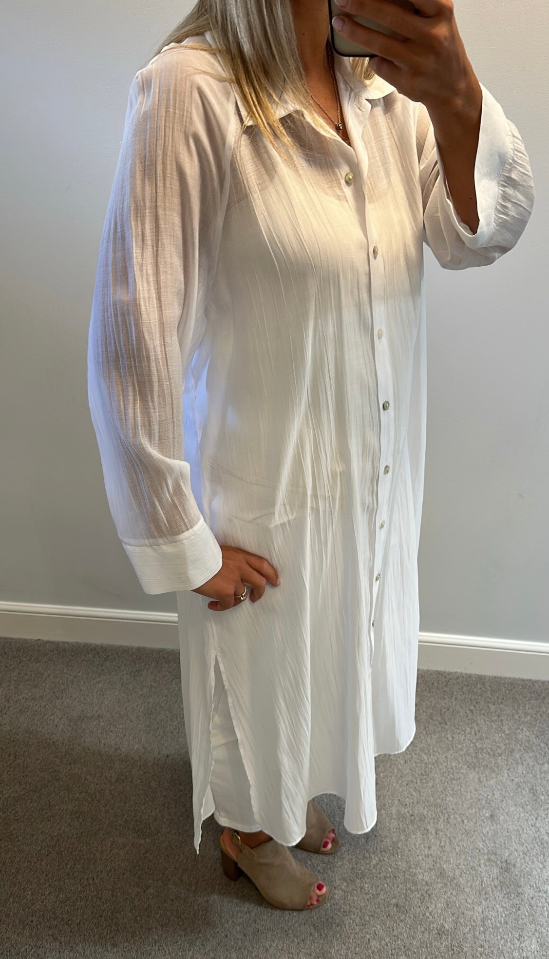 Next white sheer shirt dress size 18
