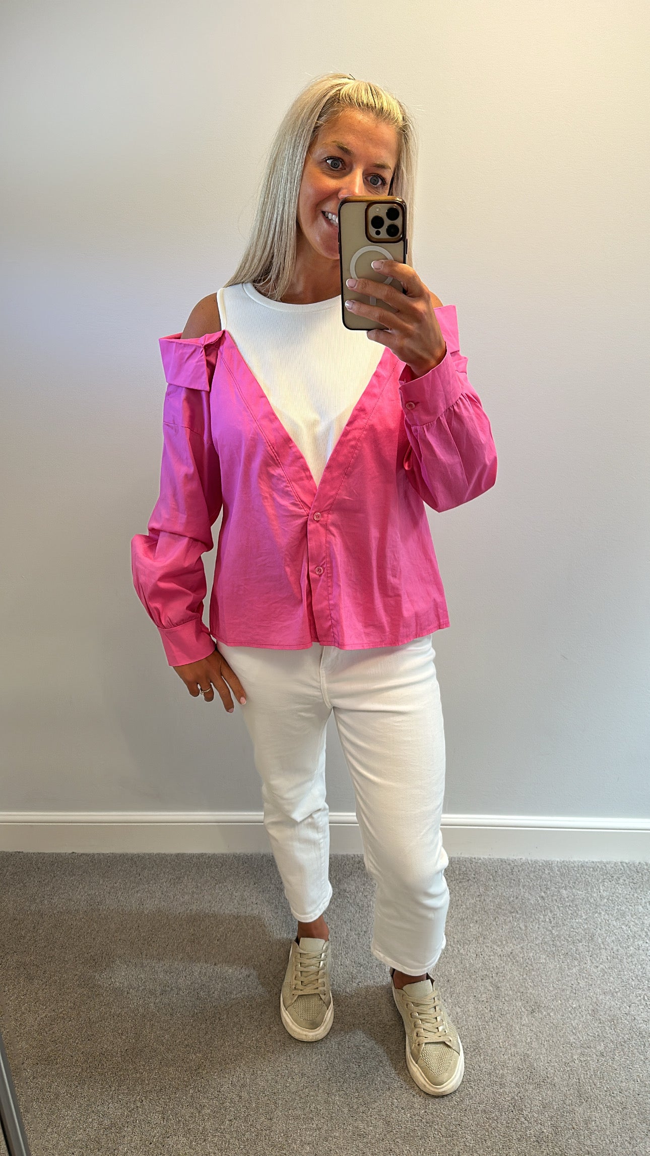 Made in Italy pink cold shoulder all in one shirt top one size would fit upto size 16