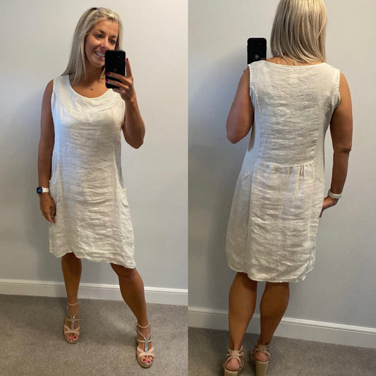 Made in Italy cream sequin dress with pockets one size fitting upto size 16