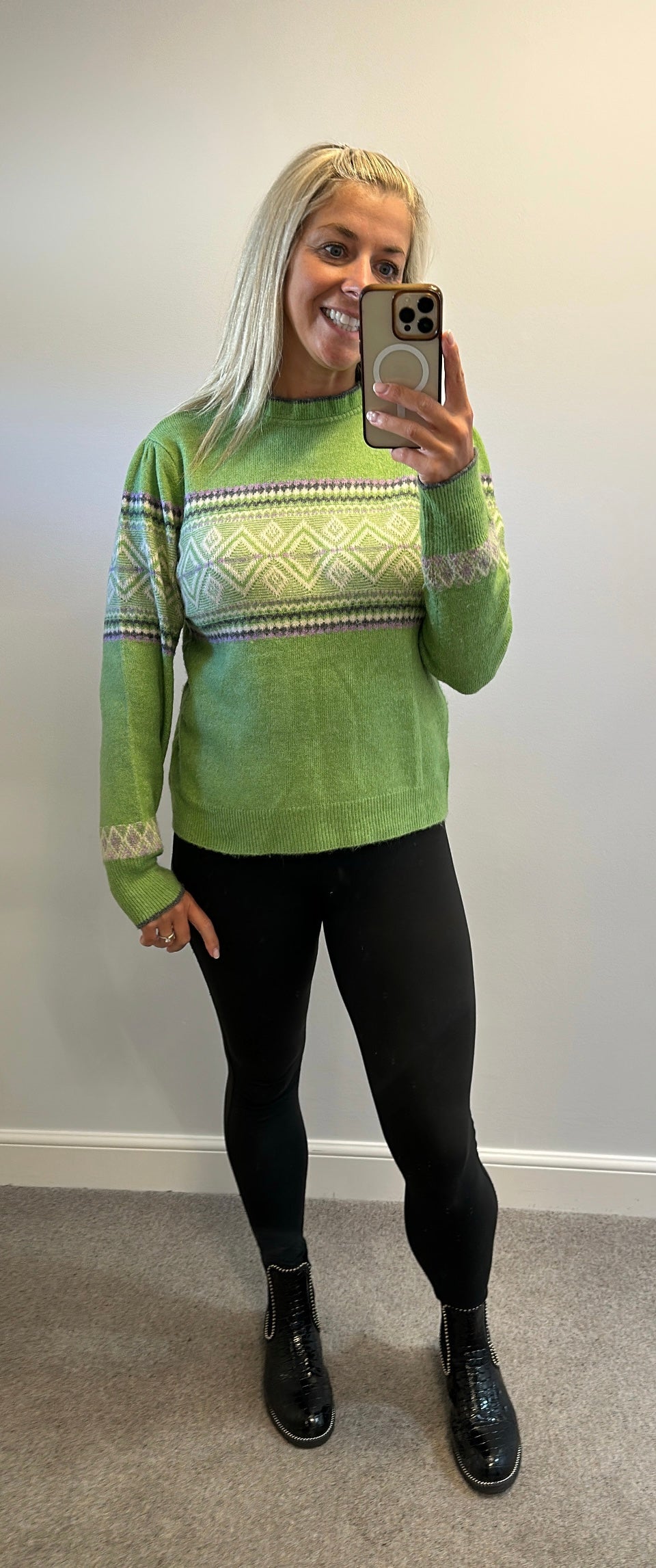 Monsoon green knit jumper size M would fit upto size 14