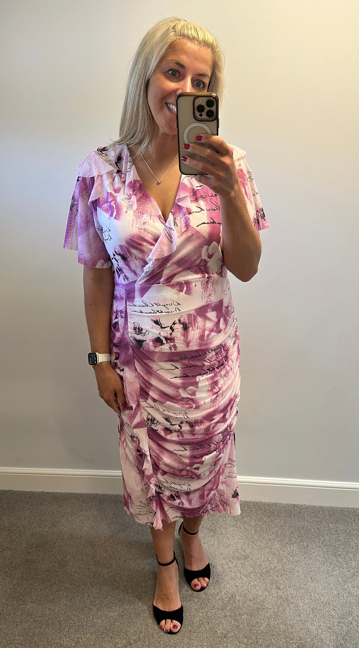 River island purple print midi dress size 14