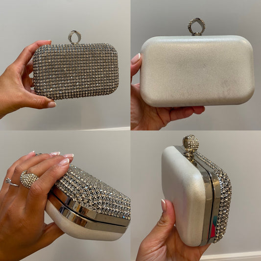 Diamanté clutch bag with strap
