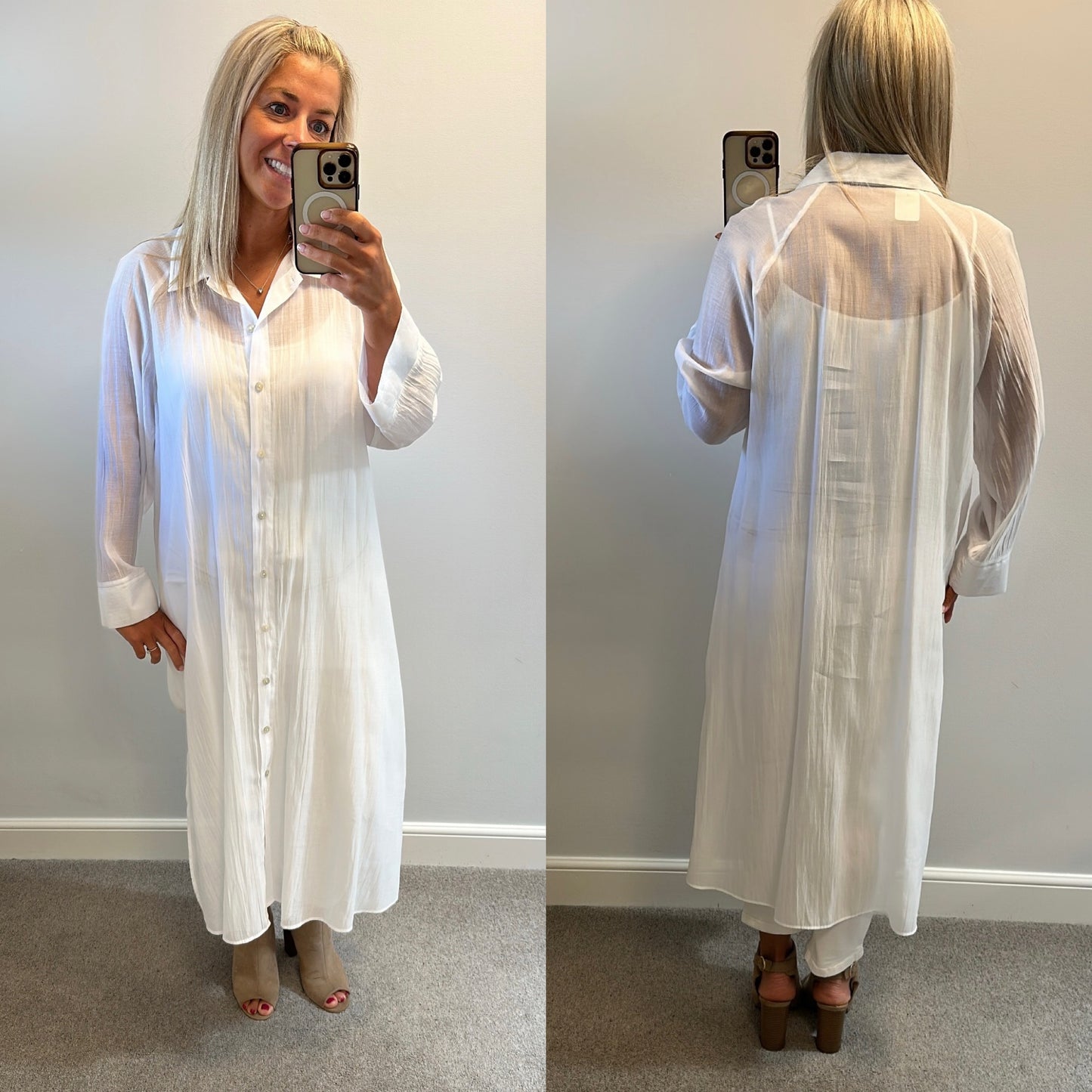Next white sheer shirt dress size 18