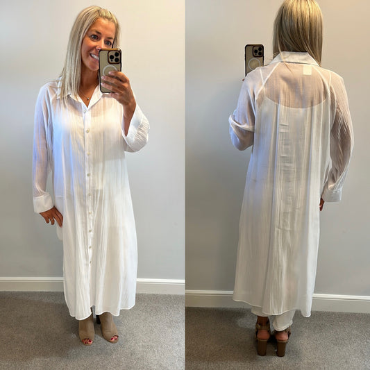 Next white sheer shirt dress size 18