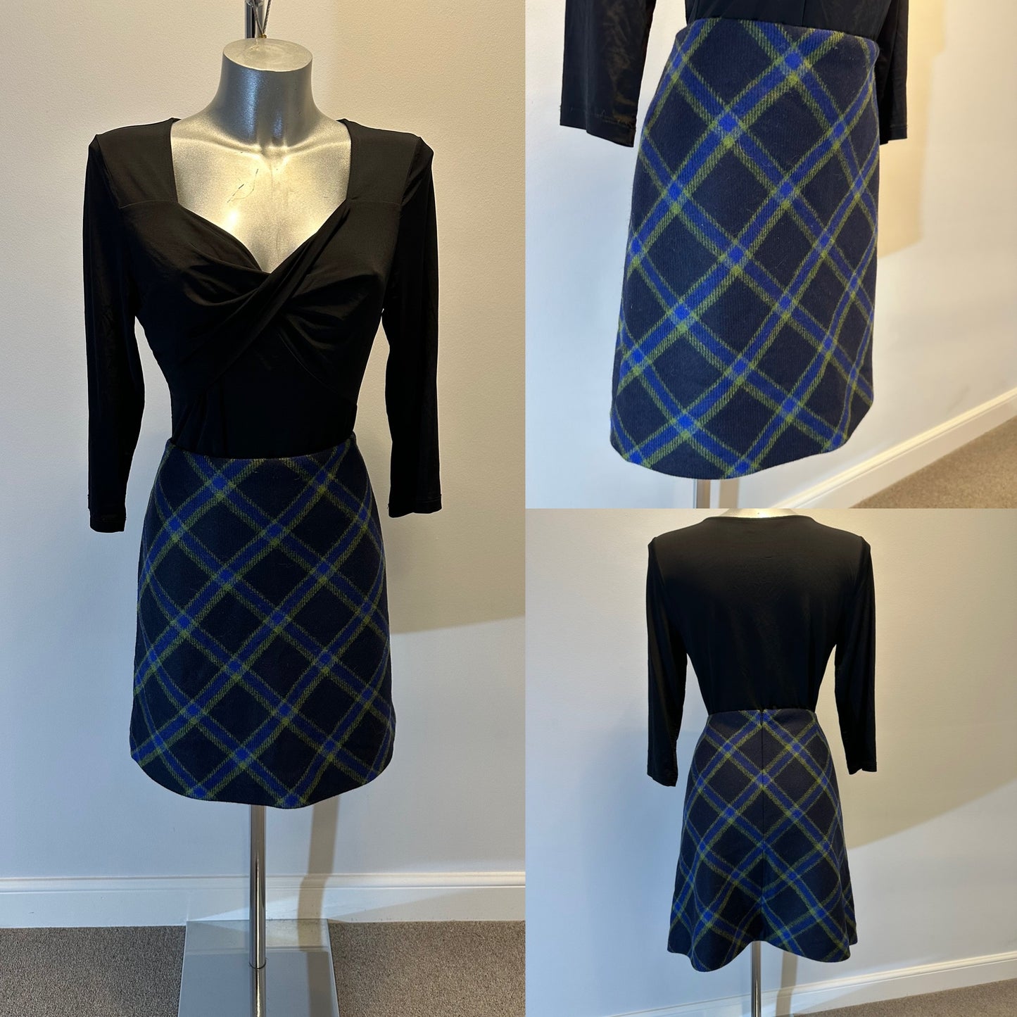 Hobbs navy “Moon” lana plaid skirt size 12