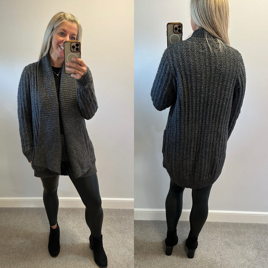 Fat face grey knit cotton cardigan size 18