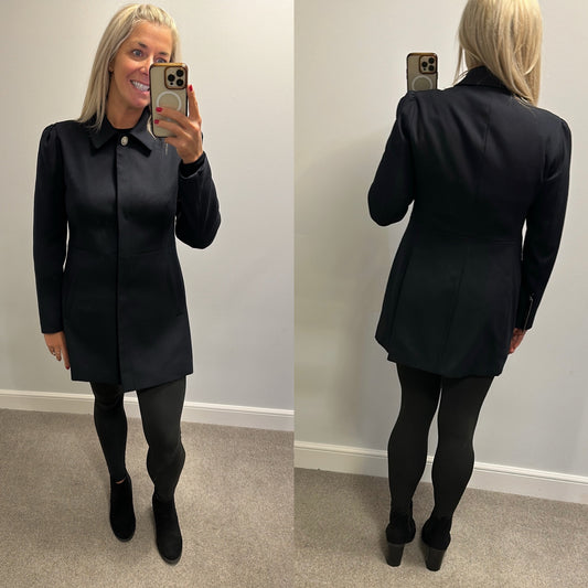 Zara navy jacket size XL would fit upto size 12 brand new with tags