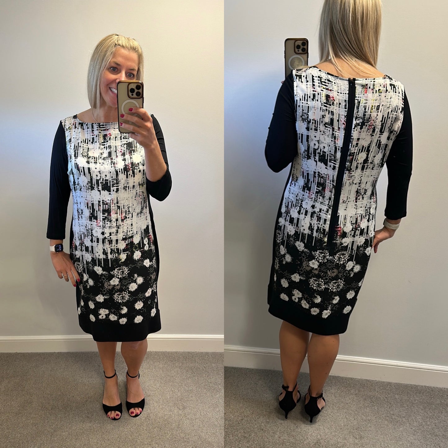 Damsel in a dress black and white print dress size 16