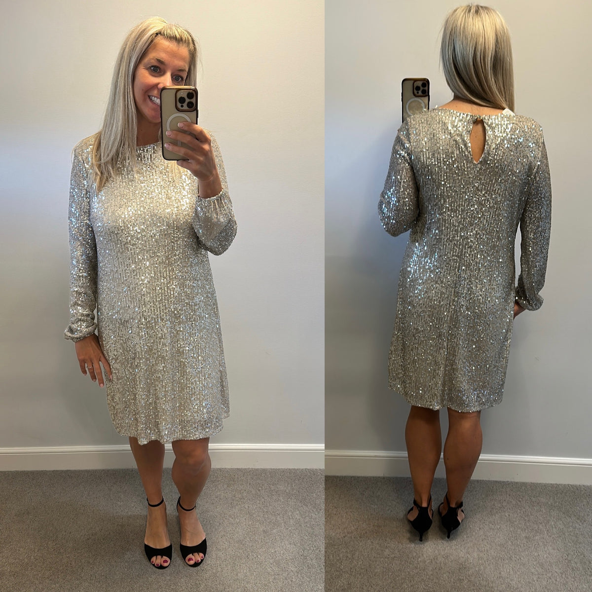 Wallis silver sequin dress size 12