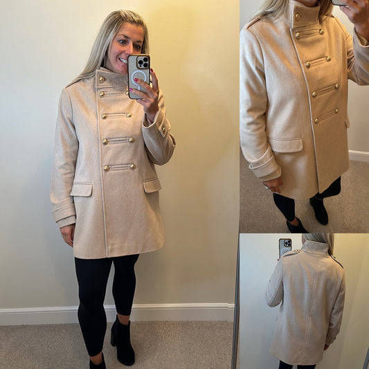 Monsoon wool beige jacket size 14