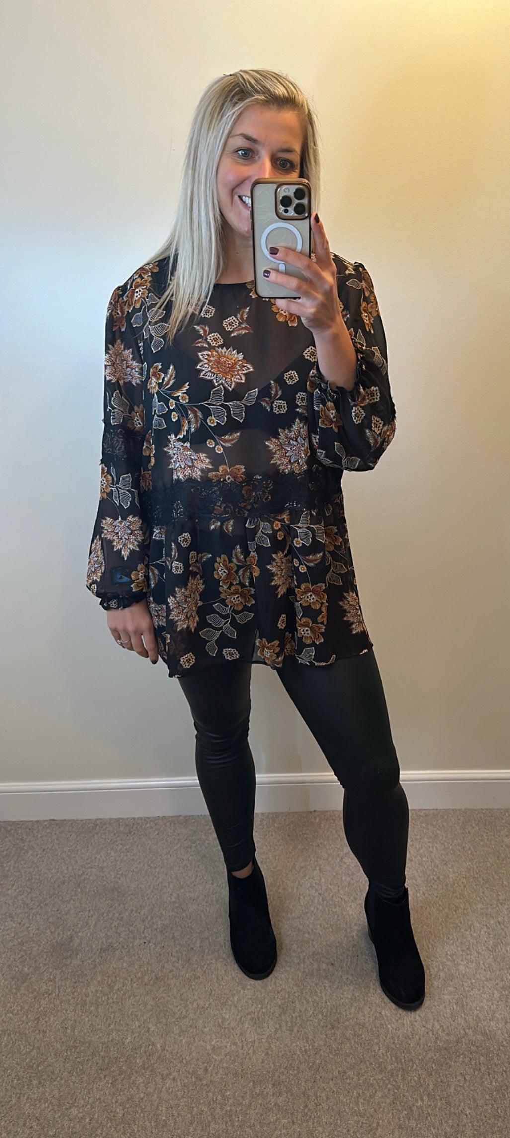 Simply be black floral blouse size 20