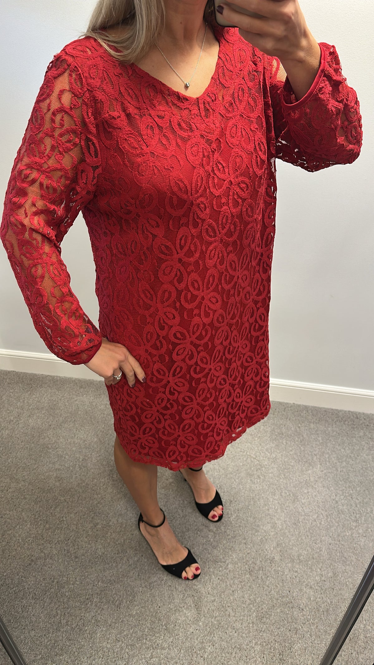Bonmarche red lace dress size 18