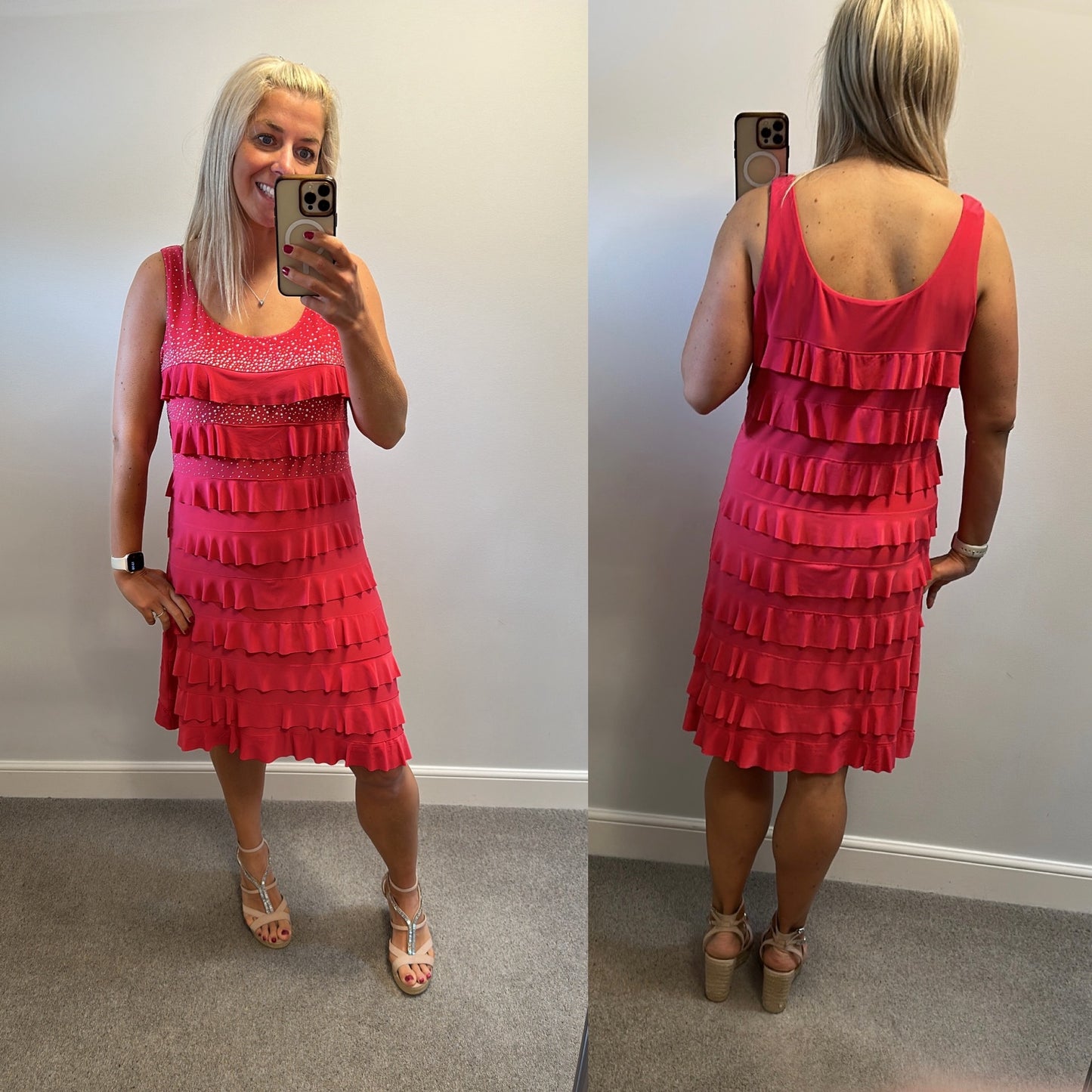 Alparadise pink embellished ruffle dress size XL would fit upto size 18