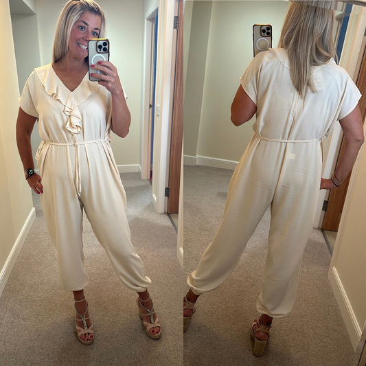 New collection cream jumpsuit one size upto size 20 brand new with tags