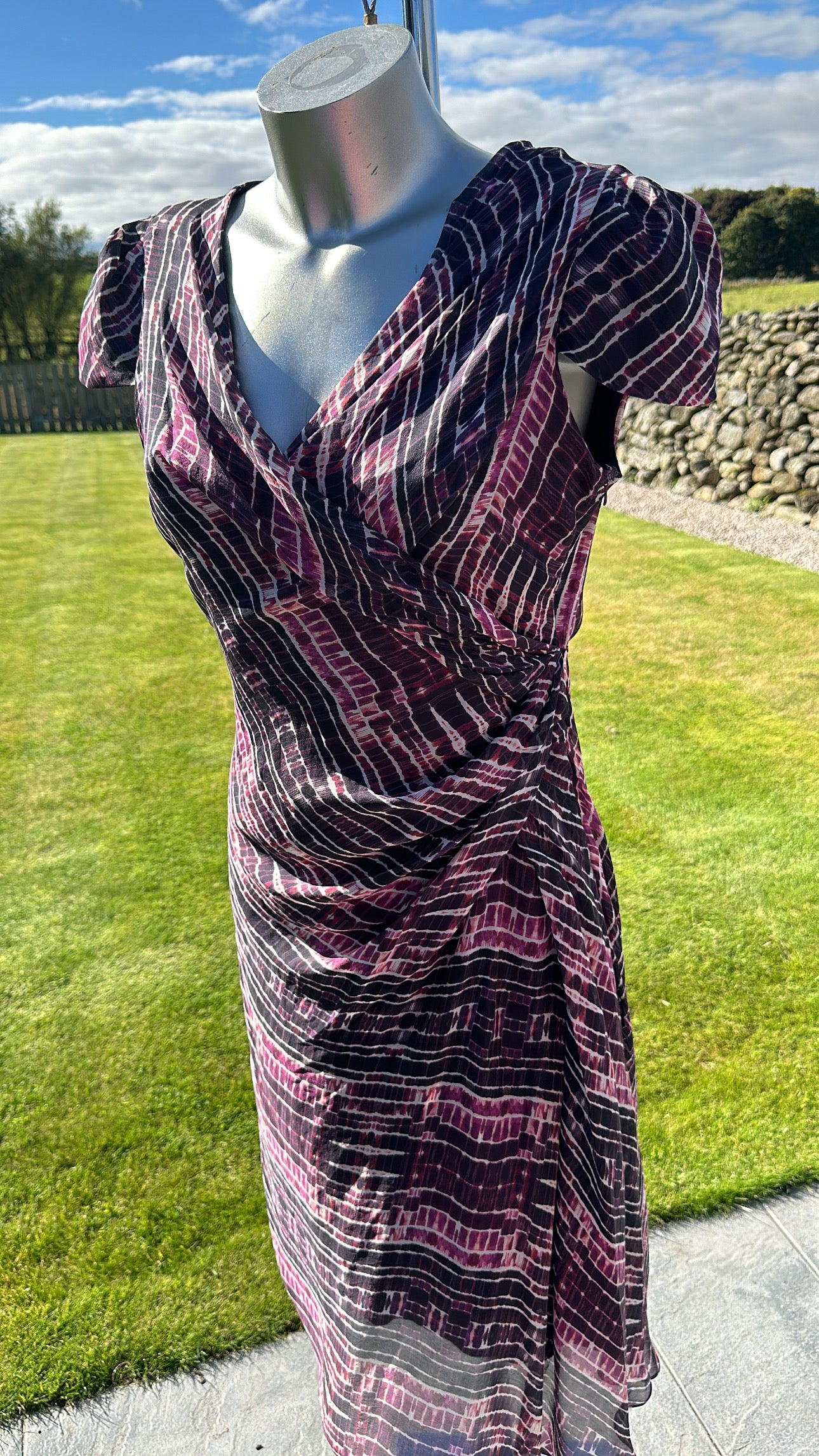 Damsel in a dress purple silk print dress size 10