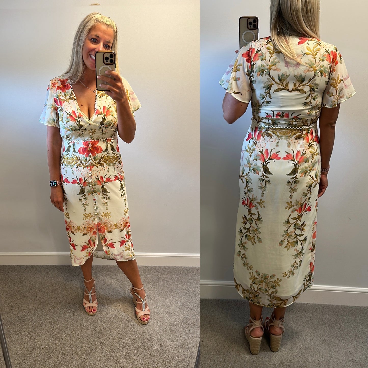 Hope & ivy cream floral dress size 12