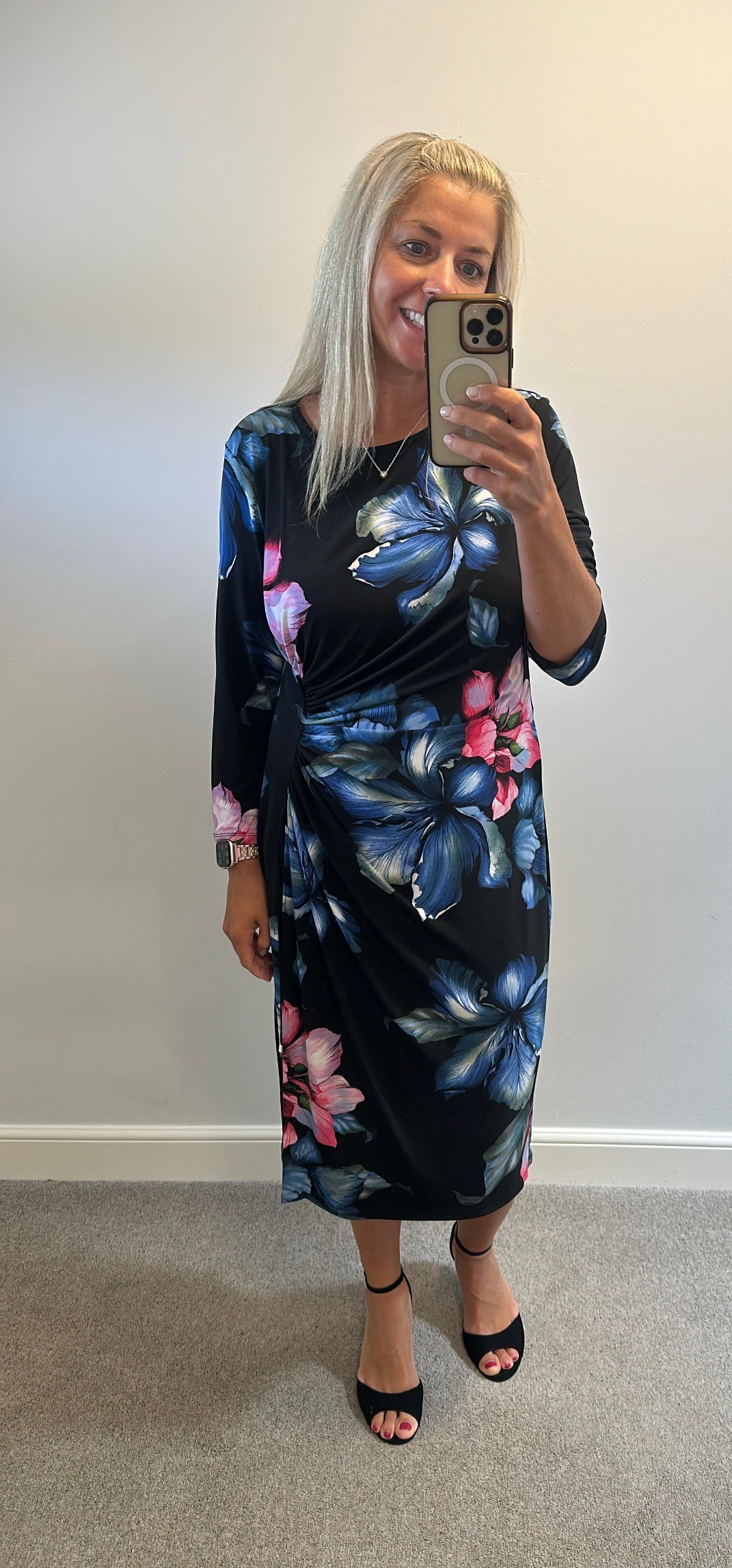 Debenham’s black floral dress size 18