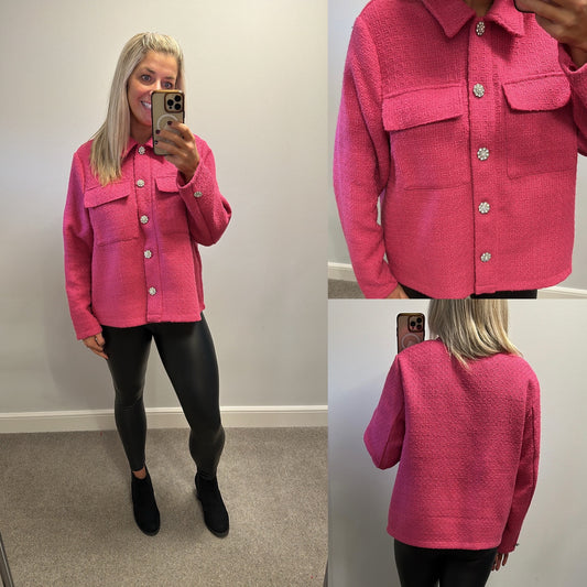 Next pink embellished button jacket size 18 brand new with tags