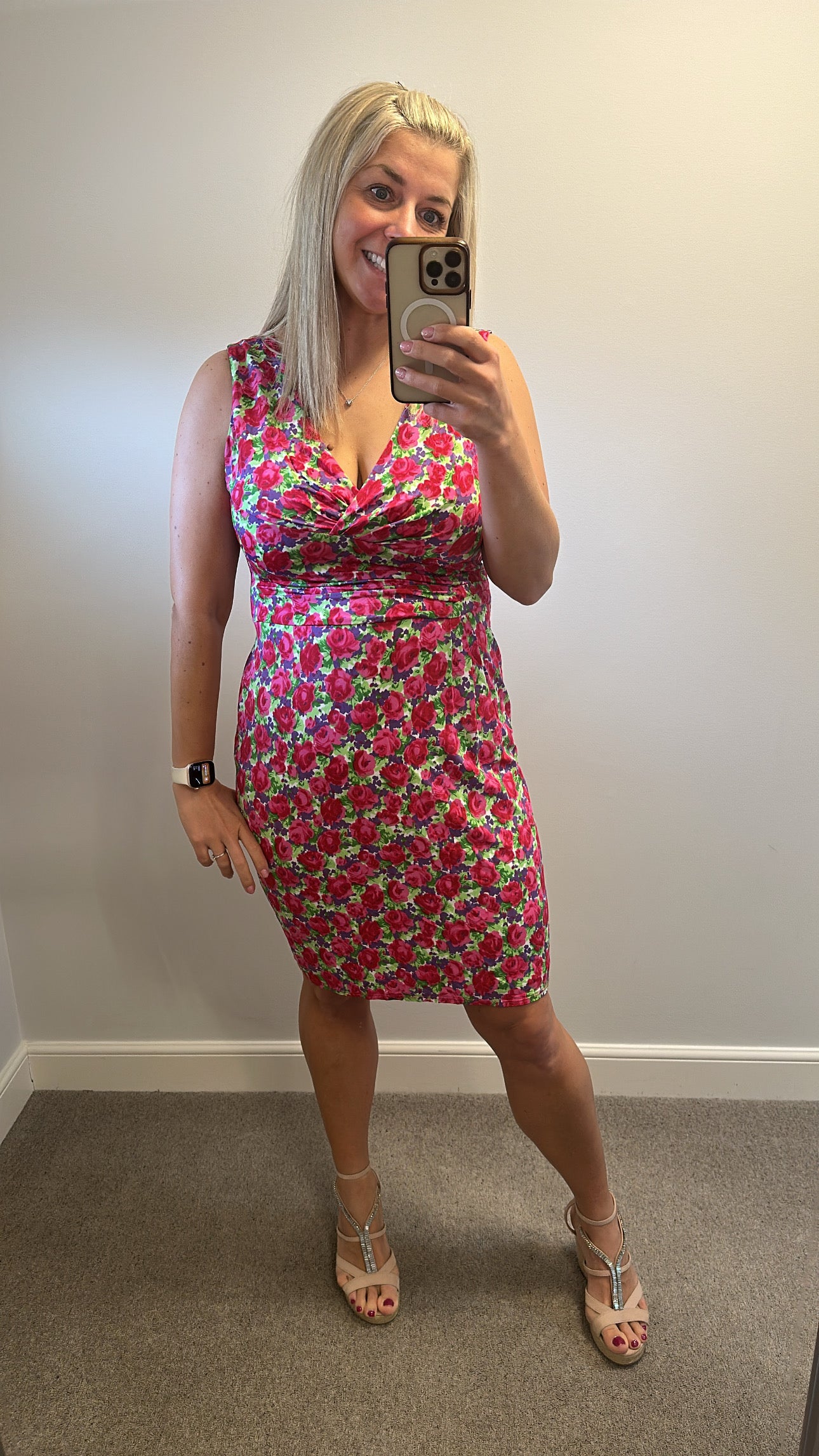 Phase eight pink floral dress size 14