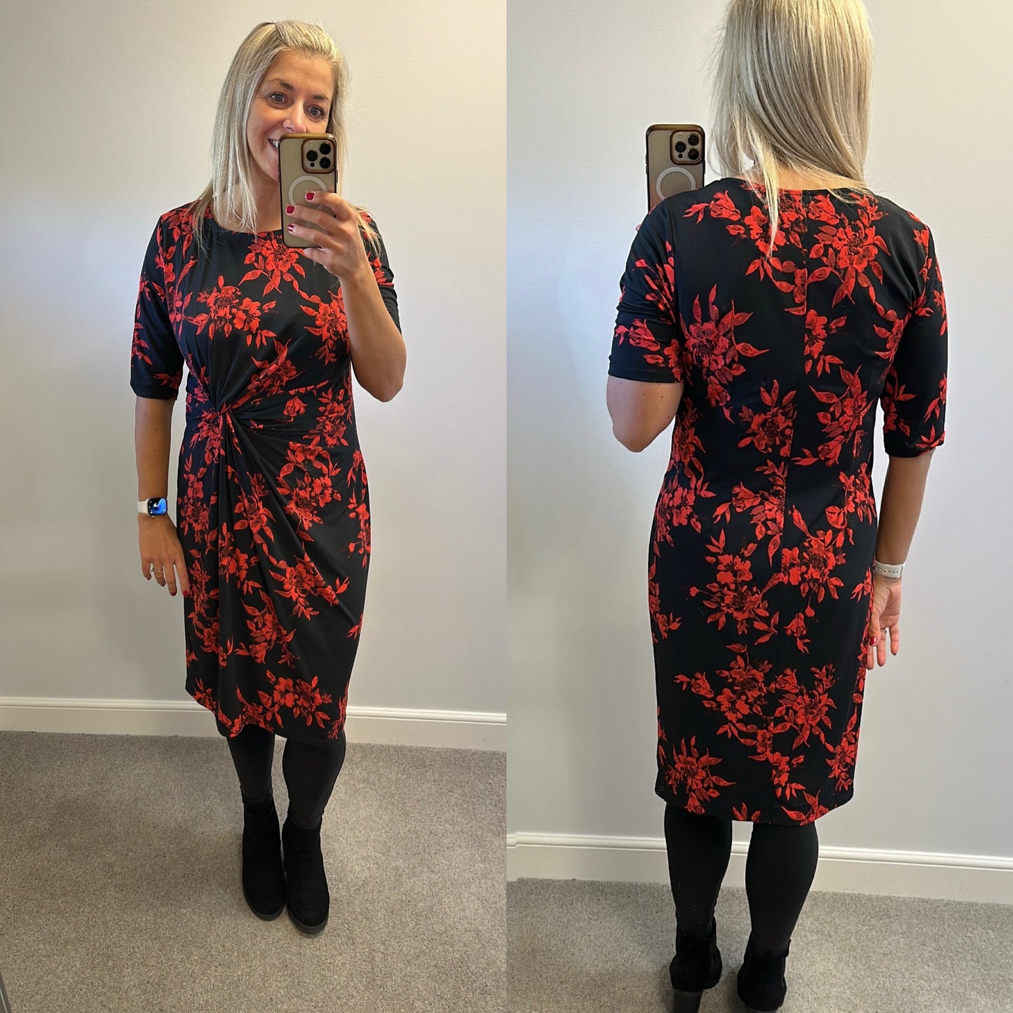 Anthology black and red floral dress size 16