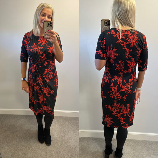 Anthology black and red floral dress size 16