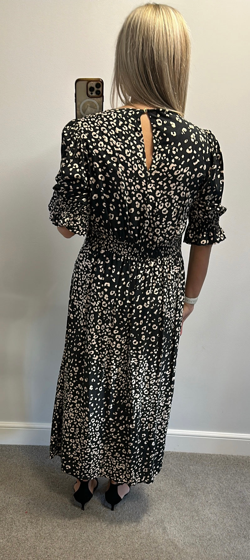 Friends like these black and beige print dress size 16