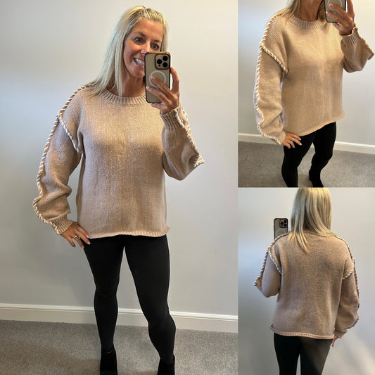 Beige knit jumper brand new without tags would fit upto size 18
