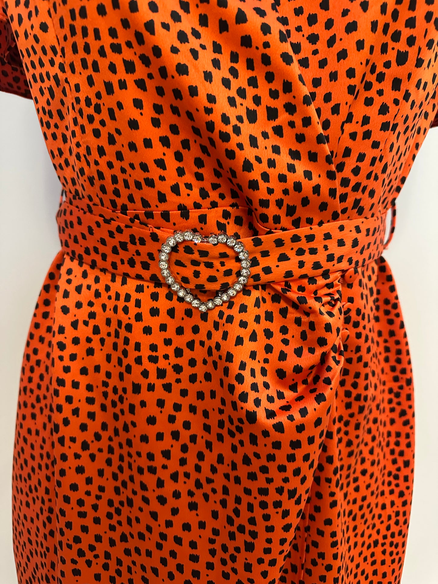 Orange and black print dress with removable belt size 12