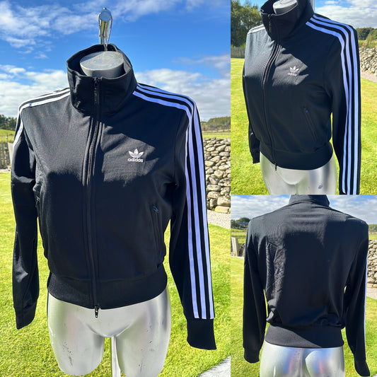 Adidas black stripe zip jumper size 10