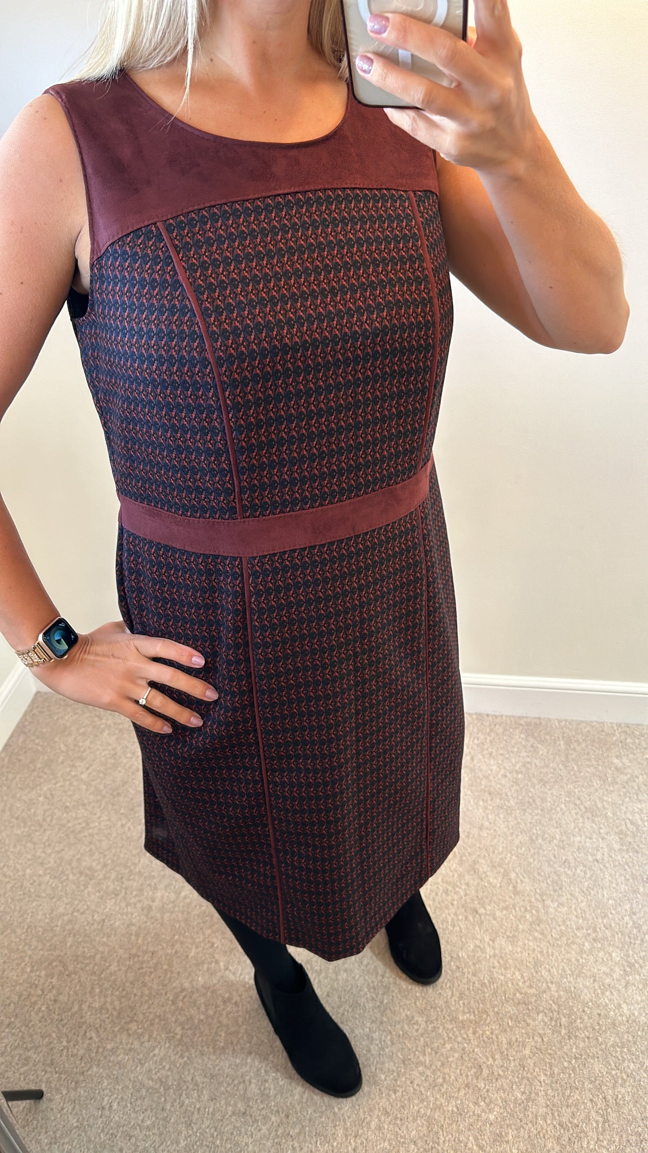 Bianca burgundy checked dress size 18