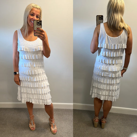 Alparadise white embellished ruffle dress size XL would fit upto size 18