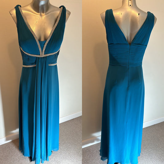 Crystal Breeze jade green embellished evening dress size 12