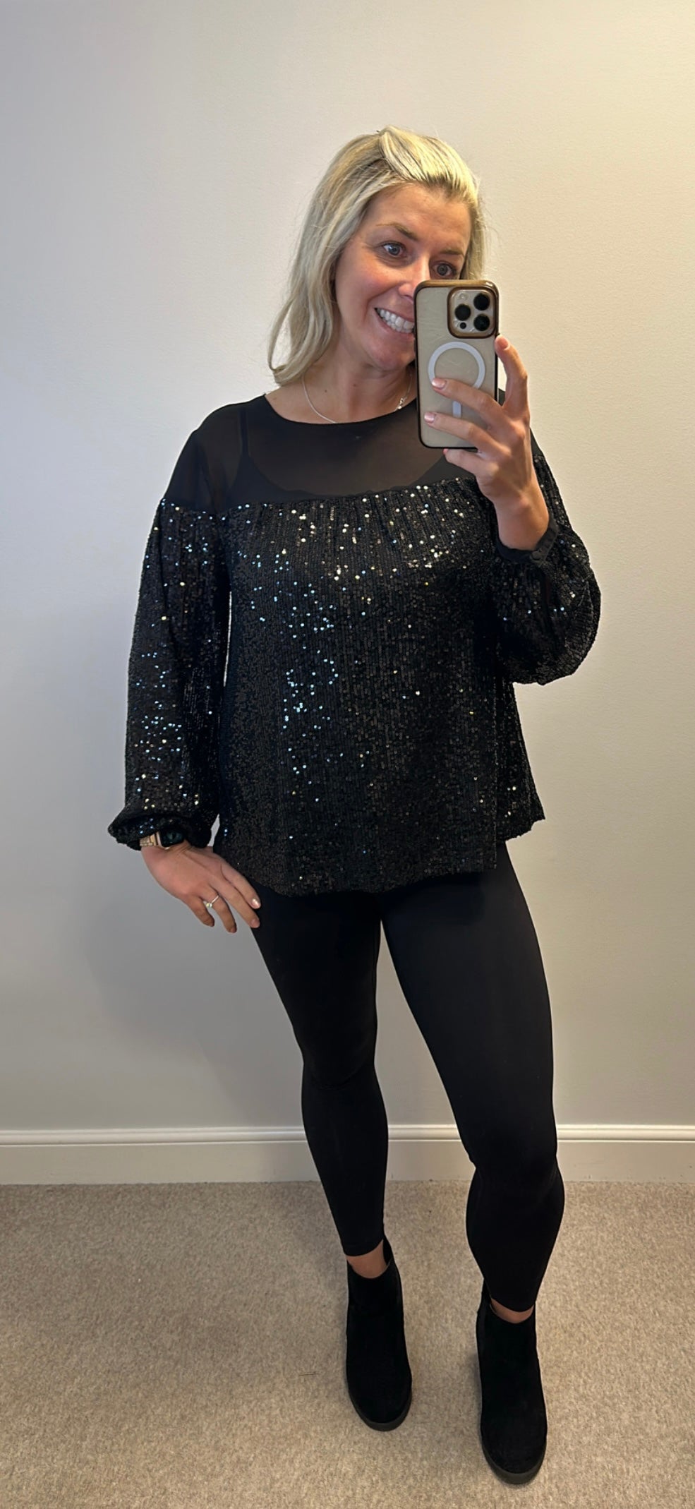 Next Black sequin top size 16 petite