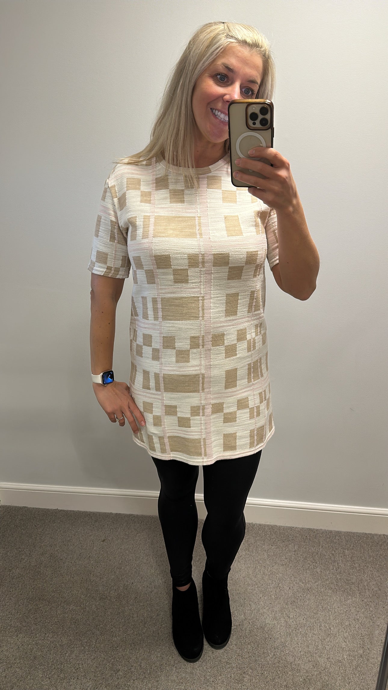 River island cream beige and pink print dress / top size 12