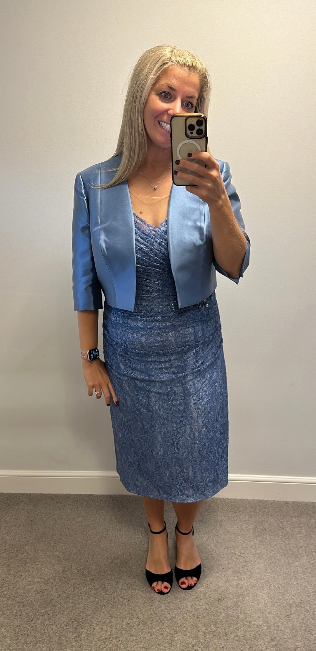 John Charles cornflour blue jacket embellished dress and jacket size 18 brand new with tags RRP £799