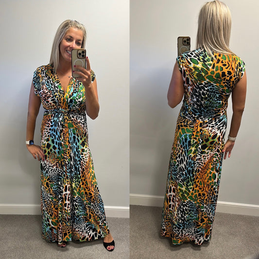Joust couture animal print maxi dress one size fitting upto size 14