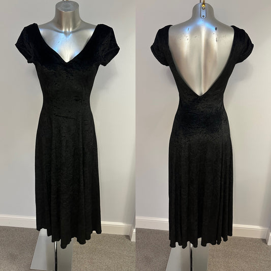 Charlotte Halton vintage Black velvet dress size 12