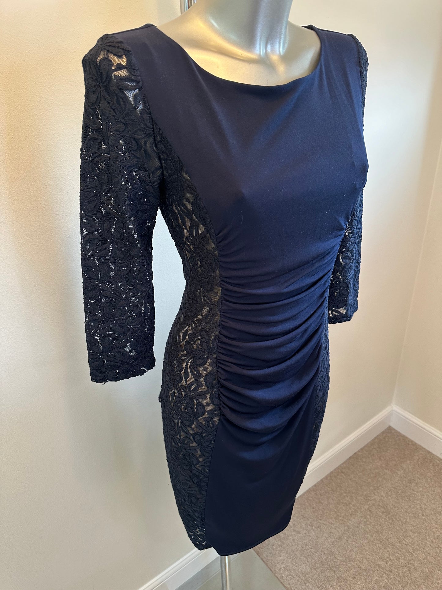 Phase eight navy flattering rouched dress size 12