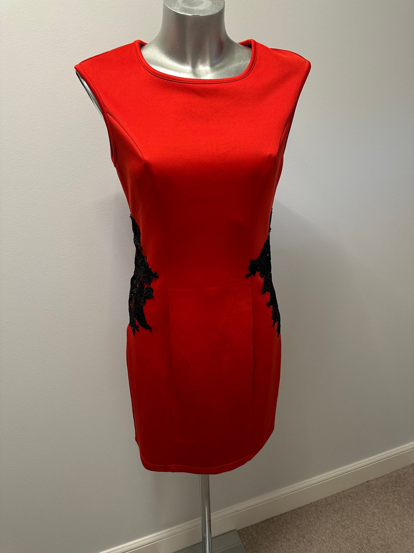 Maya deluxe red and black lace panel dress size 12