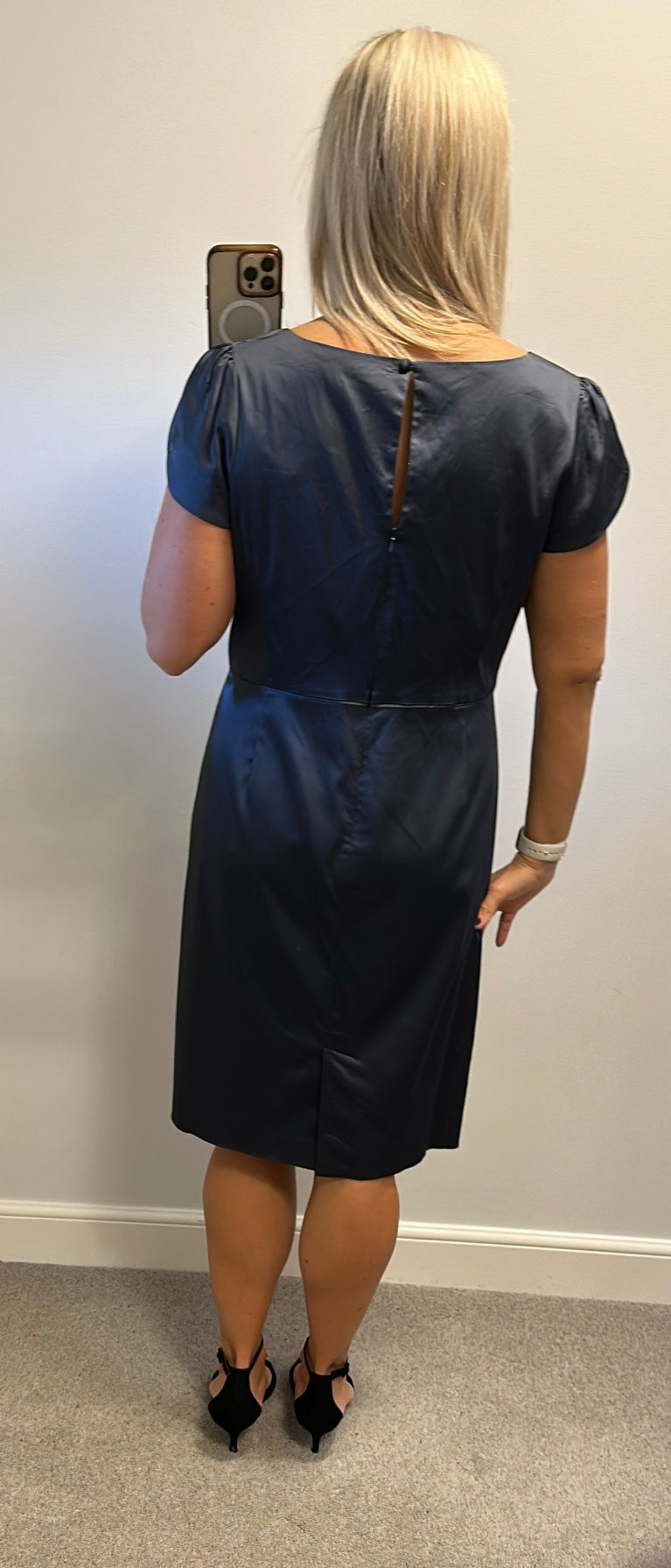 Monsoon grey silk style dress size 18